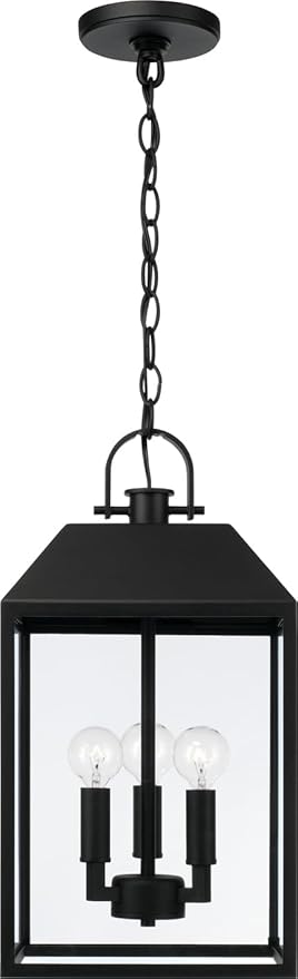 Capital Lighting 953434BK Nelson Modern Clear Glass Outdoor Hanging Lantern 3-Light 180 Total Watts 20 H x 10 W Black