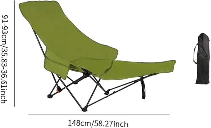 Folding Chaise Lounge Chair Reclining Chair Foldable Heavy Duty Stable Recliner Lounger for Garden Fishing Sports Patio Beach Green