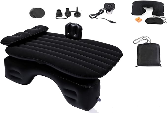 Inflatable Car Air Mattress Back Seat Bed with Air PumpThickened Portable Car Travel Sleeping Camping Air Mattress Blow Up Bed for Car Universal SUV