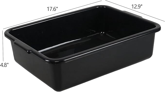 12-pack 13 Liters Plastic Bus Tubs Commercial Bus Tray Box Wash Basin Tub Black Dish Washing Pans