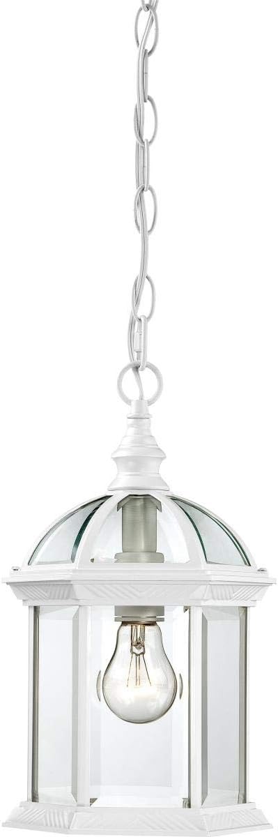 NUVO Lighting 60/4977 Boxwood Hanging Lantern with Clear Beveled Glass White
