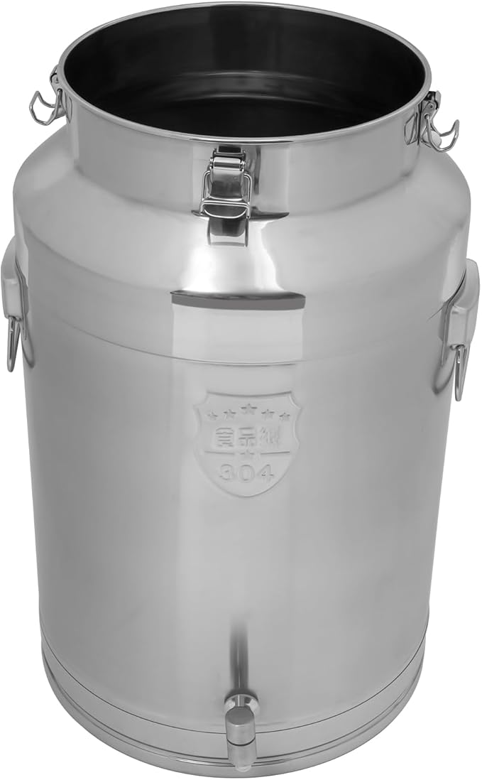 76L Stainless Steel Milk Can Heavy Duty Food Storage &amp Transport Container for Dairy Wine Grains Ideal for Home Farm &amp Commercial Use With a Faucet
