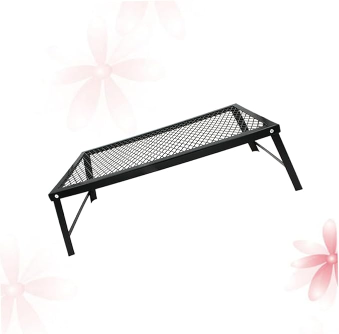 VANZACK Portable BBQ Mesh Table Outdoor Folding Picnic Desk Camping Accessory Sturdy Iron Easy Assembly