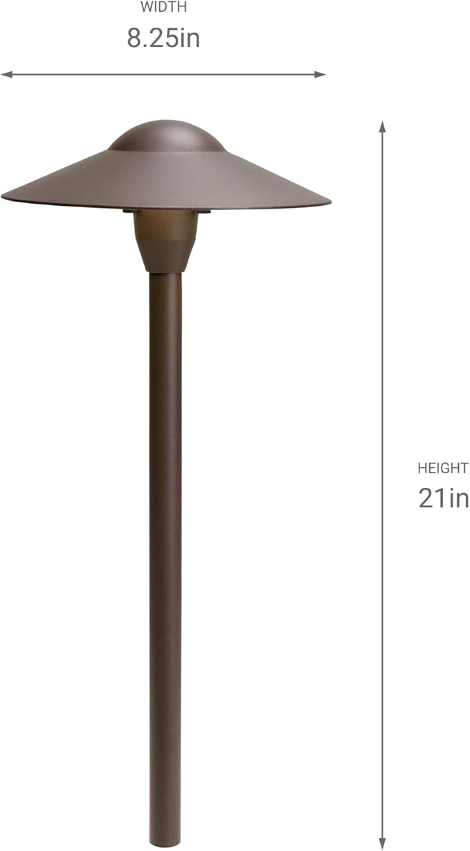 Kichler 8 Outdoor LED Path Light in Textured Architectural Bronze  12V Adjustable Exterior Dome Light (8.25 W x 21 H) 15310AZT