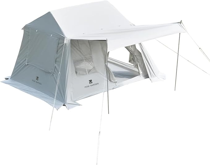 Mobi Garden Skyloft 4/8 Person Instant Tent Large Aluminum Alloy Cabin Tent Double Layer Full Rainfly Waterproof 4 Season Shelter Huge Interior with Pre-Attached Poles Air Vent &amp Carry Bag