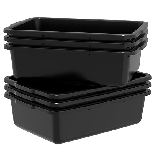 4-Pack 23 L Plastic Commercial Bus Box Restaurant Dish Bin Utility Bus Tubs Black