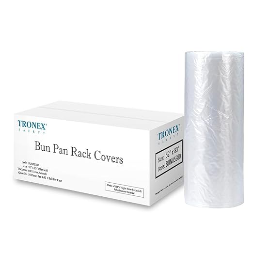 Tronex 50 Pcs Disposable Bun Pan Rack Covers High-Density Polyethylene Food Safe Plastic Bakers Bakery Rack Cover 26 x 26'' x 83'' (Star Seal Top)
