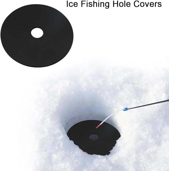 6PCS Black Ice Fishing Hole Covers 12 Insulated Lid for Ice Fish Tip Ups Easy to Use for Winter Fish Houses Equipment