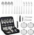 20 Pcs Camping Mess Kit Stainless Steel Outdoor Travel Kitchen Tableware Dinnerware Set for Hiking Camp BBQSilver
