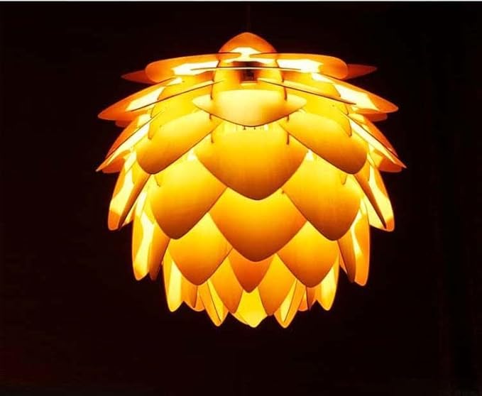 Modern Art Wood Wooden Pinecone Pendant Lights Christmas Decorations for Home Restaurant Farmhouse Hanging Lamps Home Living Room Kitchen Island Dining Room Entryway Hallway Fixtures (12'')