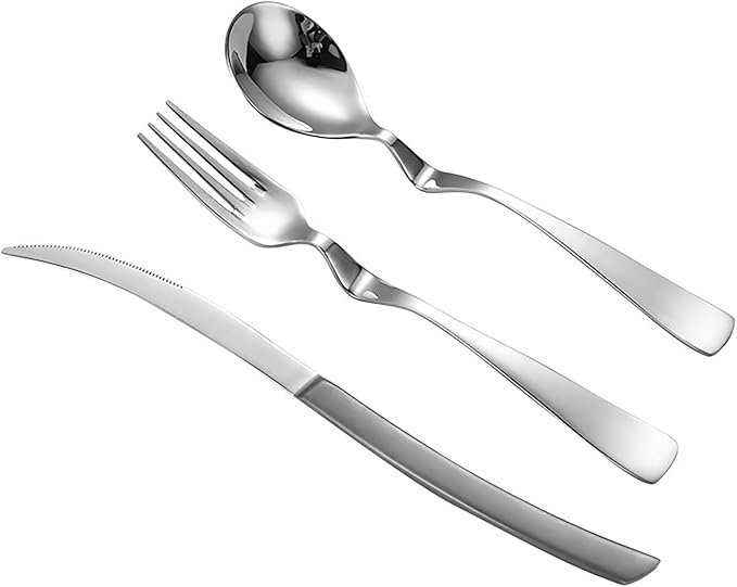 24-Piece Silverware Set Spoons and Forks Set Kitchen Utensils Set Flatware Set for 8 Stainless Steel Utensils Set Mirror Effect Cutlery Integral Molding Dishwasher Safe for Picnic &amp Camping