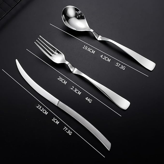 24-Piece Silverware Set Spoons and Forks Set Kitchen Utensils Set Flatware Set for 8 Stainless Steel Utensils Set Mirror Effect Cutlery Integral Molding Dishwasher Safe for Picnic &amp Camping