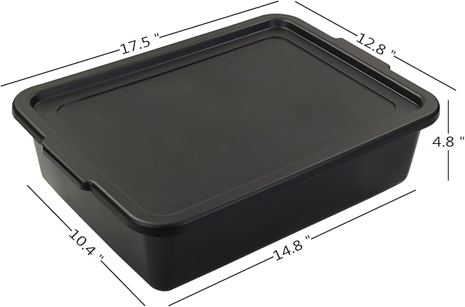 Pekky 13 L Food Service Bus Tubs with Lids 3 Packs Commercial Tote Box Black