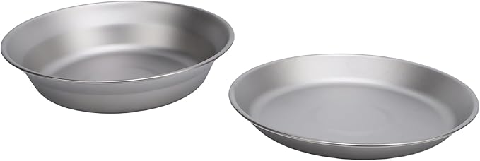 Fockety Pure Ti Camping Plate 2pcs 500ml and 300ml Stackable Ti Dish Cookware with High Hardness Backpacking Ti Plate for Camping Hiking Backpacking Picnic
