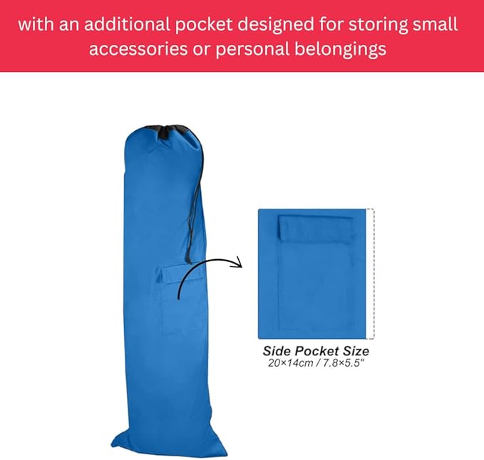 Heavy Duty Camping Chair Replacement Bag with Side Pocket Camp Cover Bags for Carrying Folding Chairs - 48 X 11 Inches Durable 600D Oxford Fabric Extra Wide Mouth Adjustable Strap for Carry (Blue)