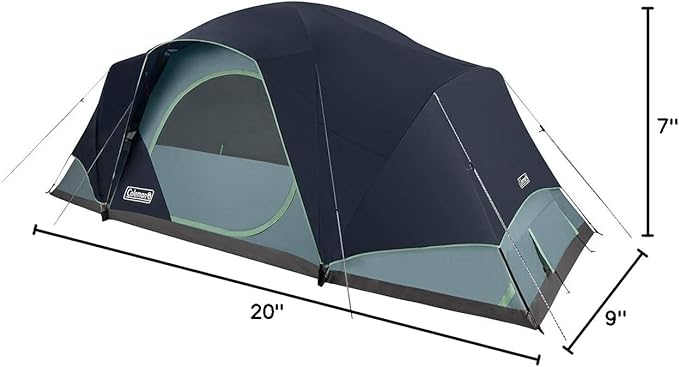 Coleman Skydome XL Large Family Tent with 5 Minute Setup Weatherproof 8/12 Person Tent with Rainfly &amp Carry Bag Fits Multiple Queen Airbeds Made of PFAS-Free Materials