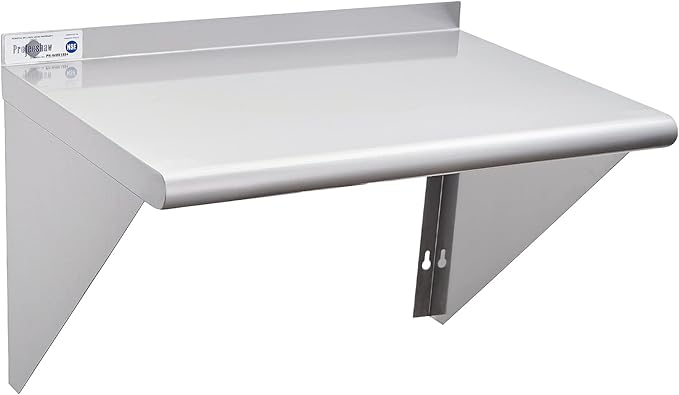 Profeeshaw NSF Stainless Steel Shelf 18” x 24” 300 lb Commercial Shelves Wall Mounted Metal Shelving with Backsplash and 2 Brackets for Restaurant Bar Utility Room Kitchen and Garage