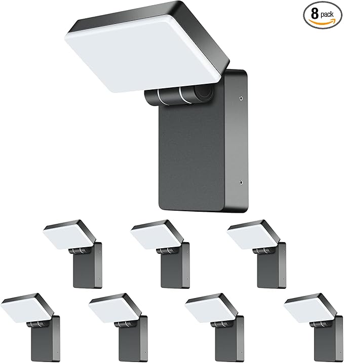 ledmo 40W LED Outdoor Wall Light 3000LM 5000K Daylight Exterior Security Floodlights IP65 Waterproof Modern Wall Pack with 360° Rotate and 180° Fold Adjustable Head Black Aluminum Housing