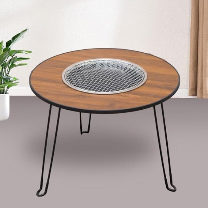 Easy to Install Folding Portable Cooking Household Folding Charcoal Camping Grill Round Table