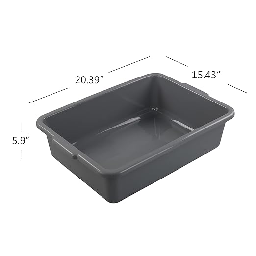 Asking 4-Pack 23 L Plastic Commercial Bus Box Utility Bus Tub Gray