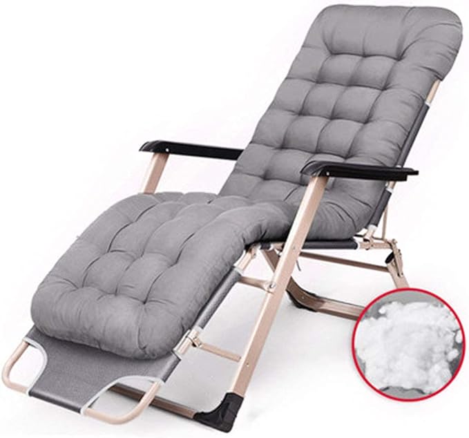 FWZJ Folding Recliner Cushioned Textoline Beach Chair Sun Lounger Bed for Garden and Outdoor CampingNap Chair Outdoor Garden Beaches Supports 200kgBlue (Gray)