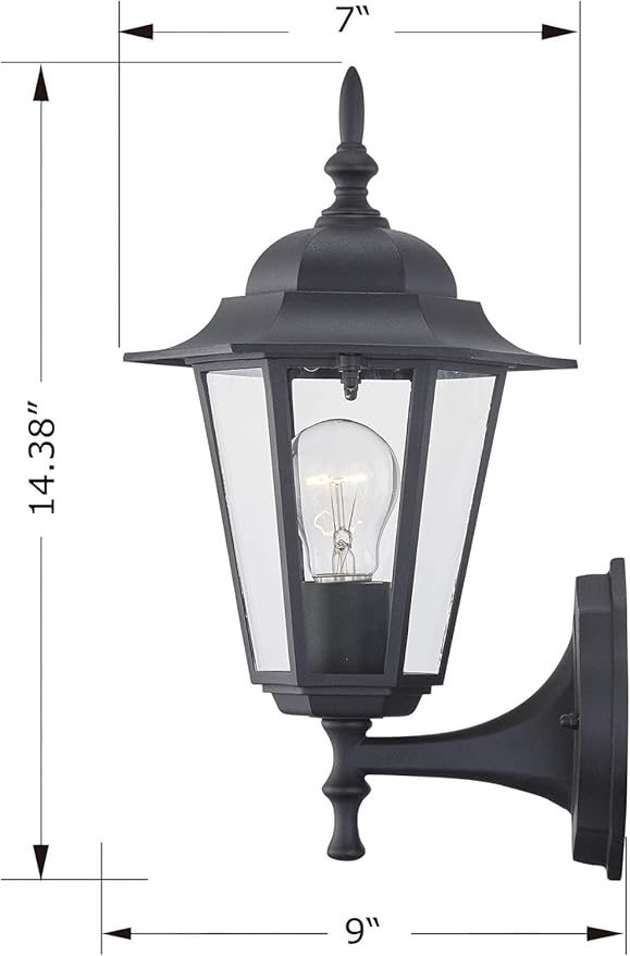 WISBEAM 2 Pack Outdoor Wall Light Black Wall Sconce for House Porch Lighting Fixture E26 Base 60W Max Metal Housing Plus Glass Wet Location Rated ETL Qualified Bulbs not Included