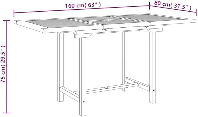 Solid Teak Wood Outdoor Table Extendable Dining Table for Camping Picnic Outdoor Furniture Kitchen or Balcony Tables Natural Finish - Medium