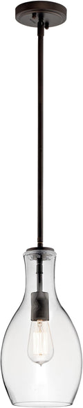 Kichler Everly 13.75 1 Light Hour Glass Pendant Clear Glass Olde Bronze®