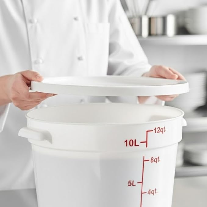 Soro Essentials- 12-1/2” Polypropylene Round Food Storage Container Lid Only White Color- Fits 1218 and 22 qt. Round Food Storage Container Lid for Pantry Organizer Storage Perfect for Kitchen Fridge