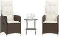 Reclining Garden Chair Set of 2 Brown Adjustable Outdoor Loungers with Side Table Durable Patio Seating for Backyard Relaxation