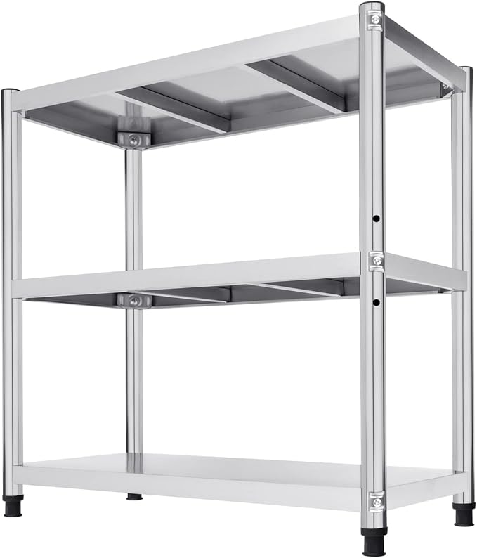 32×16 Stainless Steel Table Heavy Duty Stainless Steel Table for Prep Shelf Organizer Kitchen Storage Shelves Garage Shelves Commercial Kitchen Work Table for Restaurant Home and Hotel Silver