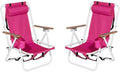 Beach Chairs for Adults 2 PackPortable Folding Backpack Beach Chair with Headrest Cup Holder and Wooden ArmrestsCup Holder for Outdoor/Lawn/PicnicFoldable Camping Chair (Red-2Set)