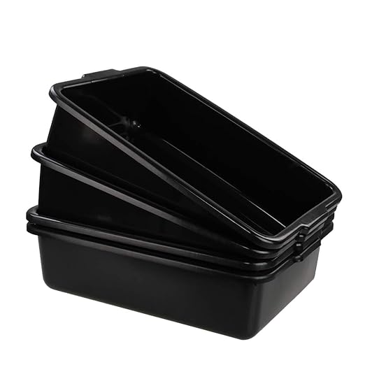 24 Liters Large Commercial Bus Tubs Plastic Bus Box Dish Bin Set of 4 Black