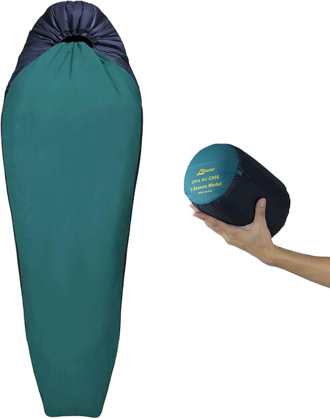 1.25 lbs Sleeping Bag 68°F-48°F Backpacking Lightweight for Adults Summer Backpacking Sleeping Sack Compact Foldable Insulating Mummy Bag and Stuff Sack for Summer Camping Hiking C066