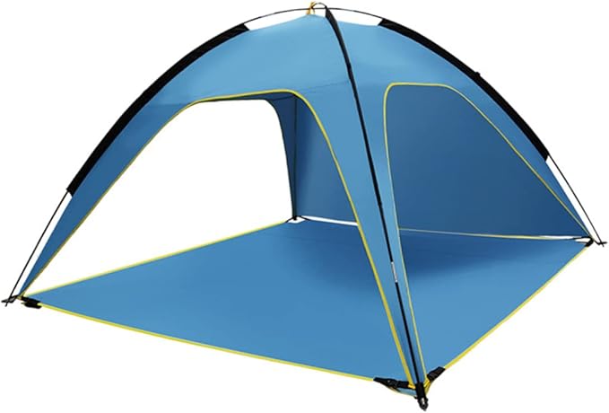 Mikikit 1Pc Quick Opening Camping Tent Shelter Lightweight Beach Canopy Mat Portable Outdoor Tarp for Hiking Picnic and Family Use Durable UV Protection Removable Base