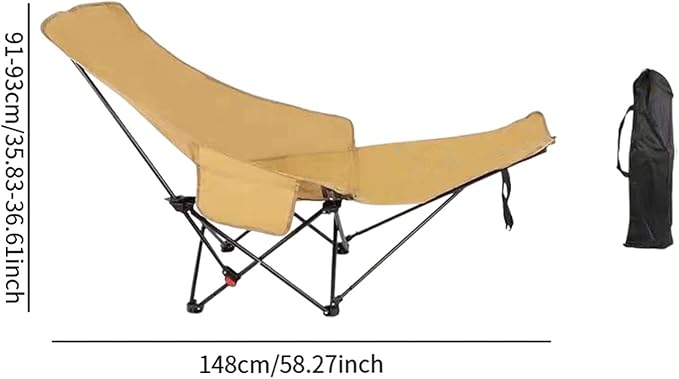 Folding Lounge Chair Recliner with Carry Bag 3 Gear Adjustable Angle Lounger Reclining Chair for Park Pool Picnic Lawn Khaki