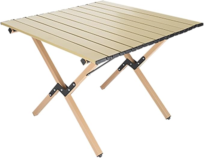 Beige Outdoor Portable Folding Egg Roll Table Camping Picnic Table Easy to Carry Multiple (Small)