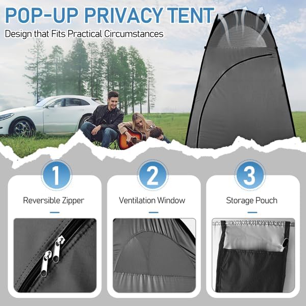 4x4ft Pop Up Privacy Shower Tent with Top Window 3.6lbs Liightweight Dressing Room Portable Toilet Stall with Carry Bag for Camping Beach Outdoors (Pink)