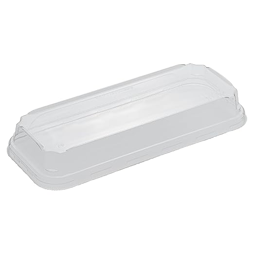 Restaurantware-LIDS ONLY: Matsuri Vision 8.8 x 3.7x 1.2 Inch Lids For Sushi Containers 100 Airtight Lids - Containers Sold Separately No-Fog Design Clear Plastic Dome Lids For Sushi Boxes