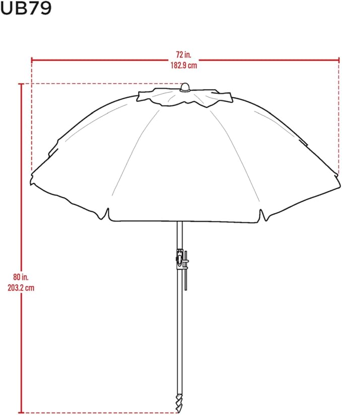Tommy Bahama 6' UPF 50+ Tilt Beach Umbrella with Integrated Sand Anchor Wind Vent and Carry Bag