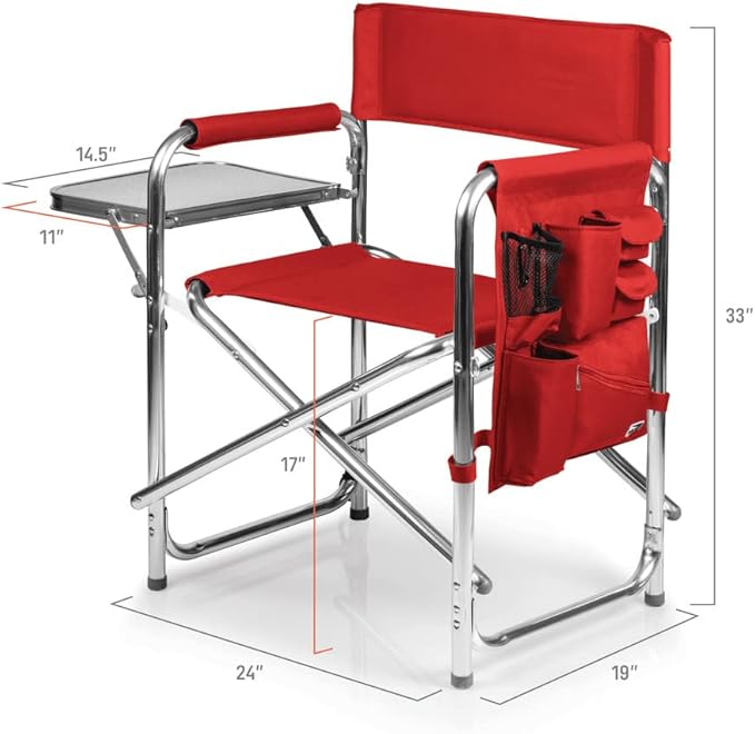 PICNIC TIME NCAA Nebraska Cornhuskers Sports Chair with Side Table - Beach Chair - Camp Chair for Adults