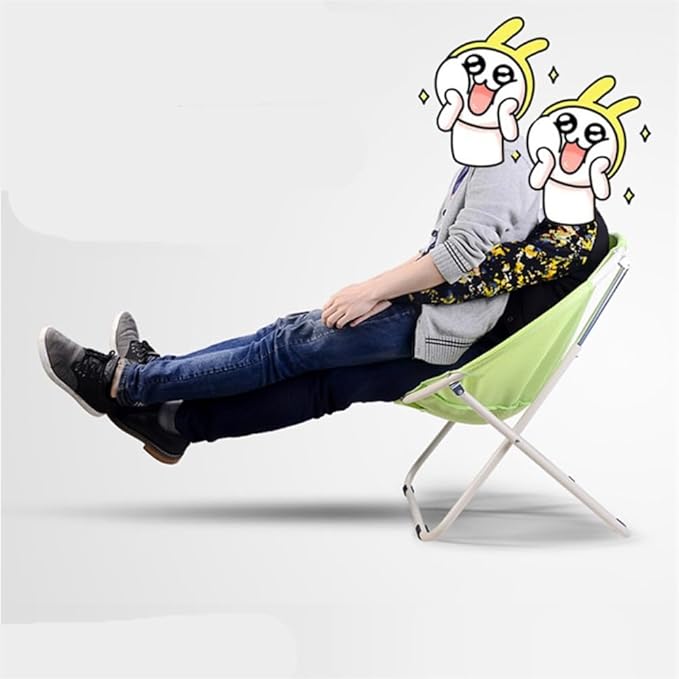 Comfortable Folding Moon Chair with Backrest - Adult Lazy Sofa for Leisure &amp Beach(Black)