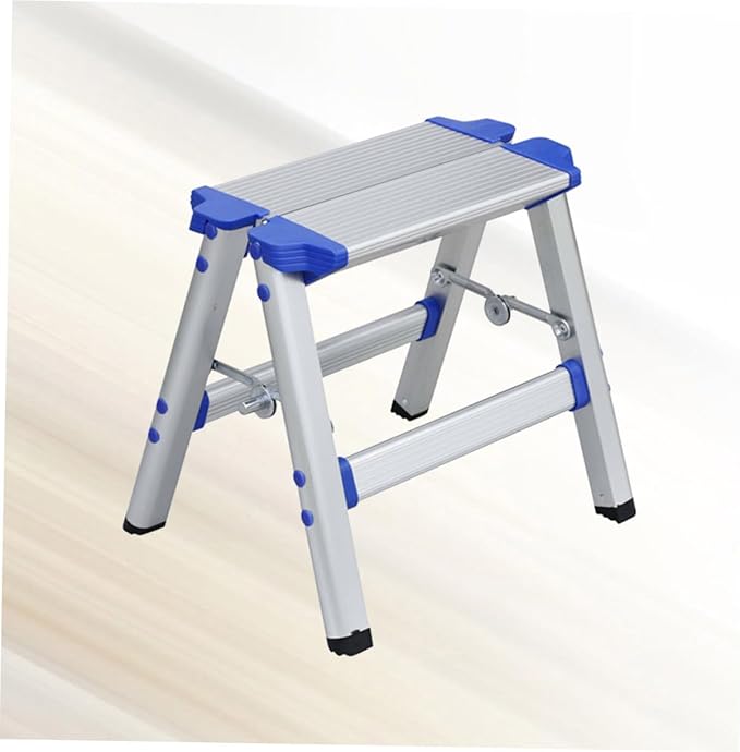 SUPVOX Household Aluminum Alloy Folding Stool Portable Step Stool Handle Dual Function Chair for Camping and Kitchen Use Lightweight and Compact Design Random Style