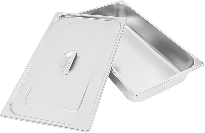 Food Pan with Lid 4-Pack Stainless Steel Steam Table Pans 4 Inch Deep 0.8mm Thick Anti-Jam Commercial Food Pan with Lids for Buffet Catering Restaurant Hotel Party &amp Home Kitchen Storage