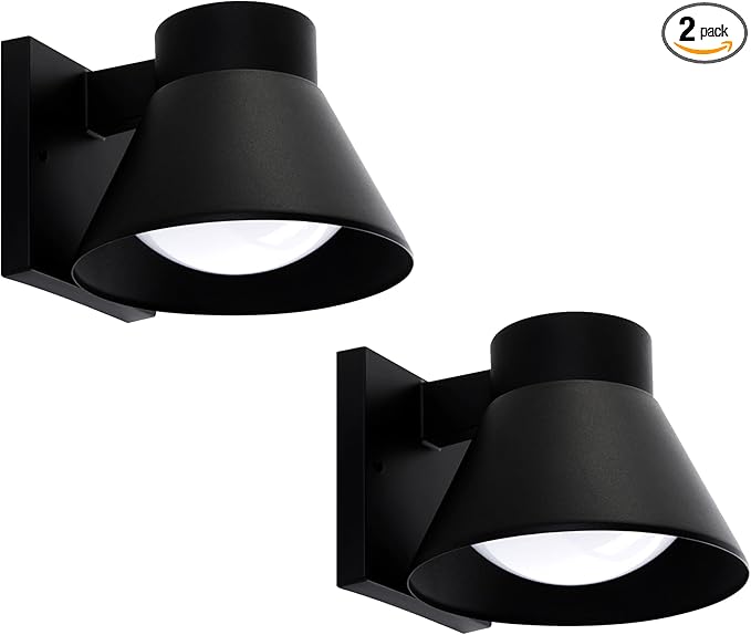 UME 2 Pack LED Outdoor Wall Light Fixtures Black Front Porch Lights Wall Mount Lighting Exterior Waterproof Wall Lantern Light Fixture Anti-Rust Farmhouse Wall Sconce for Patio Doorway Garage