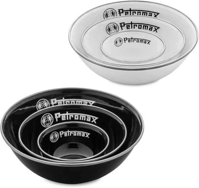 Petromax Enamelware Dinnerware Bowls Traditional Lightweight Enameled Steel Tableware for Kitchen and Camping 2 Pack for Hot or Cold Food 20.3 oz Black