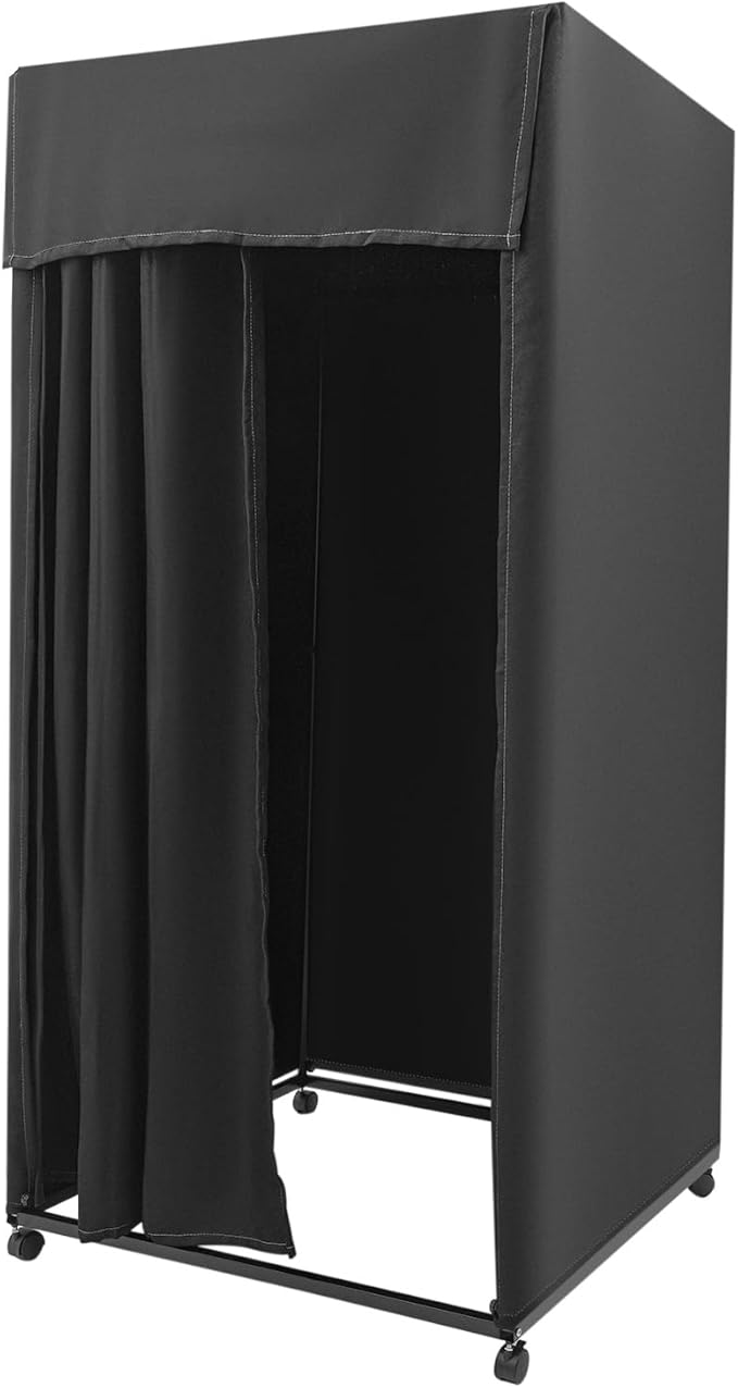 Clothing Store Fitting Room 39×39×78 inch Clothing Store Fitting Room with Shading Curtain Portable Temporary Mobile 95% Privacy Protection Dressing Room with Castors &amp Hanger (Black)