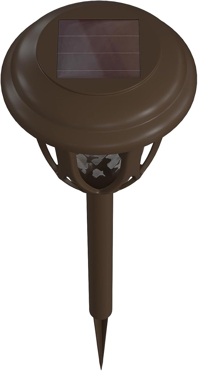 Flash Furniture Hess 8 Pack LED Solar Lights - All-Weather Brown Tulip Style Outdoor Solar Powered Lights - Landscape Lighting for Pathway Garden &amp Yard 3.37x3.37x14 Brown
