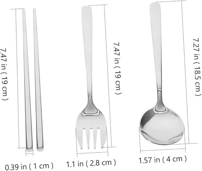 1 Set Set Fork Spoon Chopsticks Stainless Steel Utensils Set Serving Utensils Stainless Steel Travel Cutlery Travel Utensils Spoon and Chopstick Set Chopstick Chopstick Rest