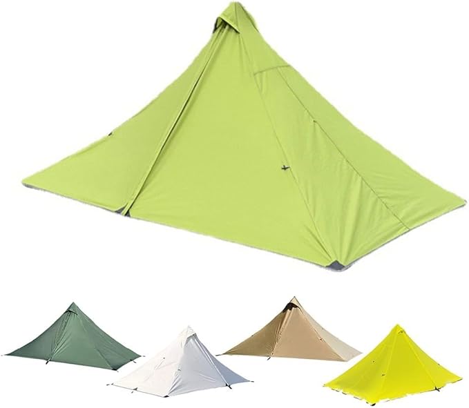 Pyramid Camping Tent Single Layer Waterproof Shelter Portable Outdoor Hiking Backpacking Tent With Abrasion-Resistant Material For 1-2 Person Weather-Resistant(Grass Green)